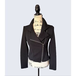 Express Black Textured Knit Moto Jacket Asymmetrical Zip Blazer Small